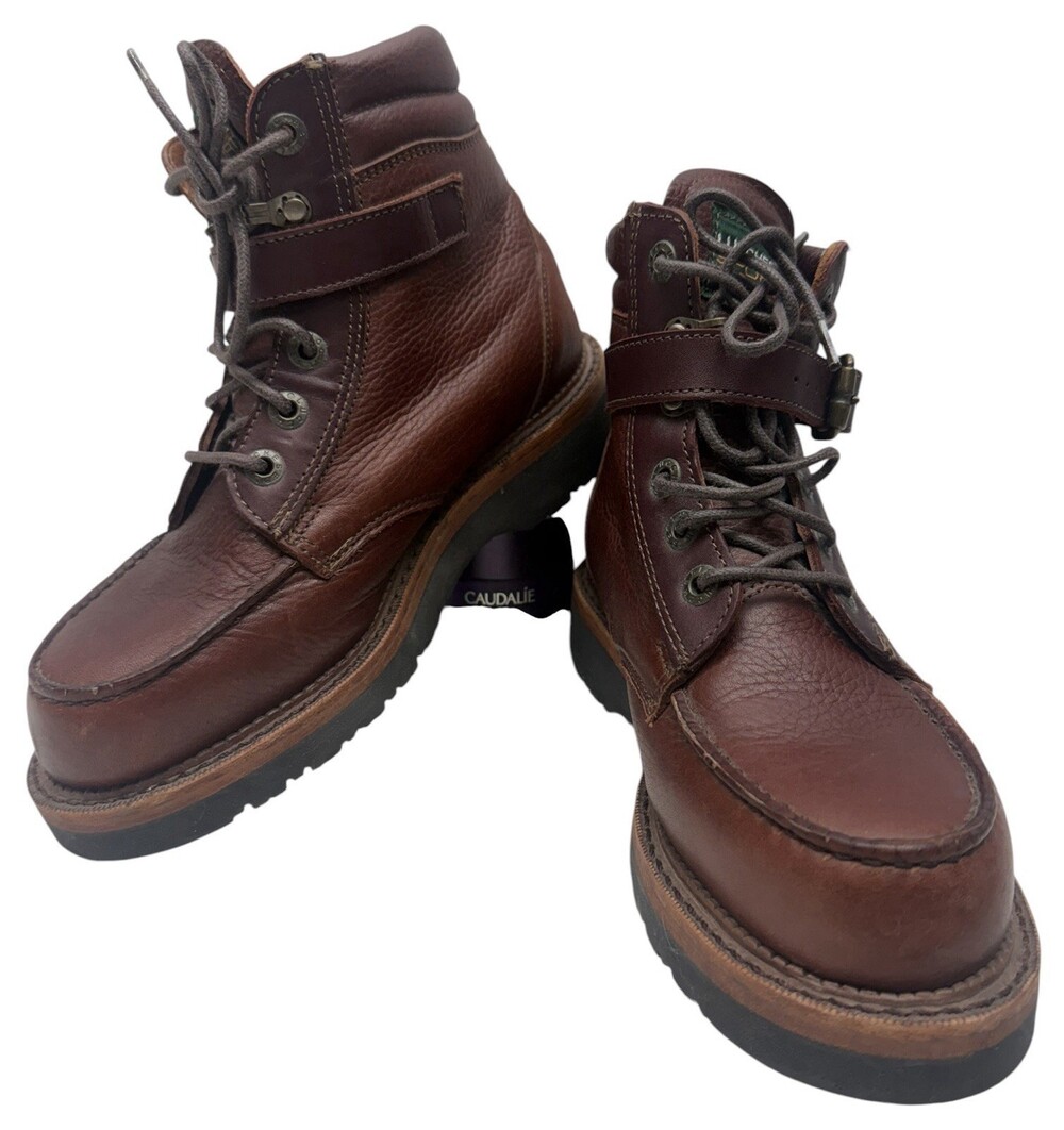 Vintage Lucchese Sport Womens 6.5 B Brown Leather Lace Up Boots USA Made